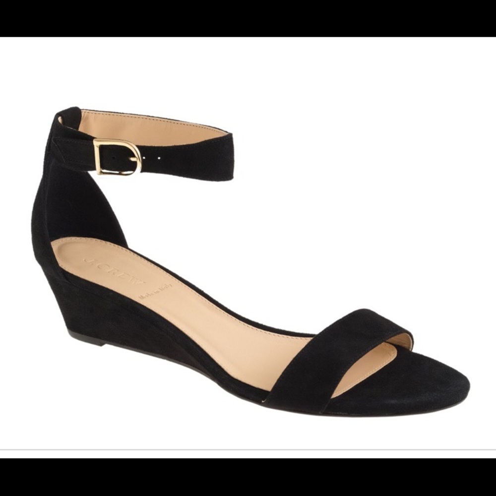 J.crew Lillian wedge black suede